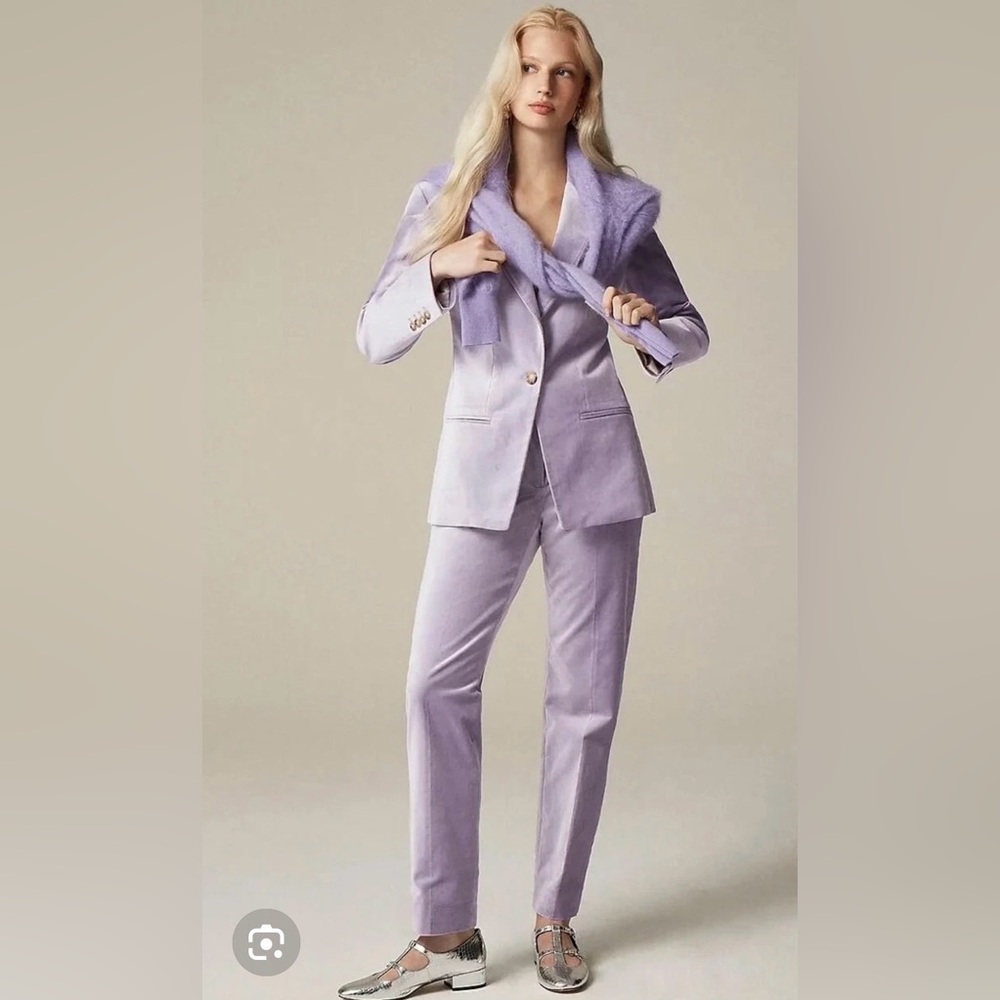 J. Crew Lilac Velvet Single-Button Blazer